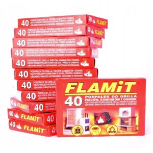 FLAMiT Podpałka Rozpałka do grilla Biała 40 KOSTEK zestaw 9 szt