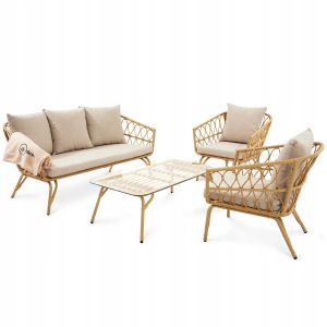 Zestaw Mebli Ogrodowych Teramo 5 osobowy Zestaw Stolik Sofa Fotele